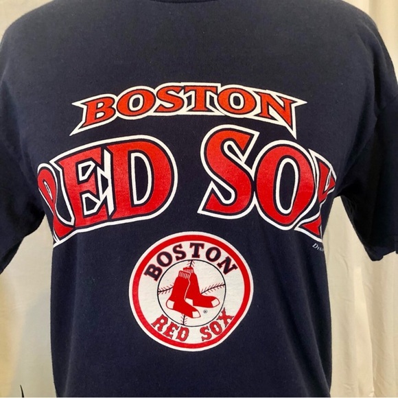 Vintage Y2K 2005 Boston Red Sox Navy Crewneck Logo T-Shirt Baseball MLB - Picture 4 of 11